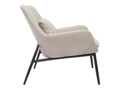 Sillón moderno de tejido efecto aterciopelado beige y metal negro MAXINE