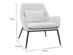 Sillón moderno de tejido efecto aterciopelado beige y metal negro MAXINE
