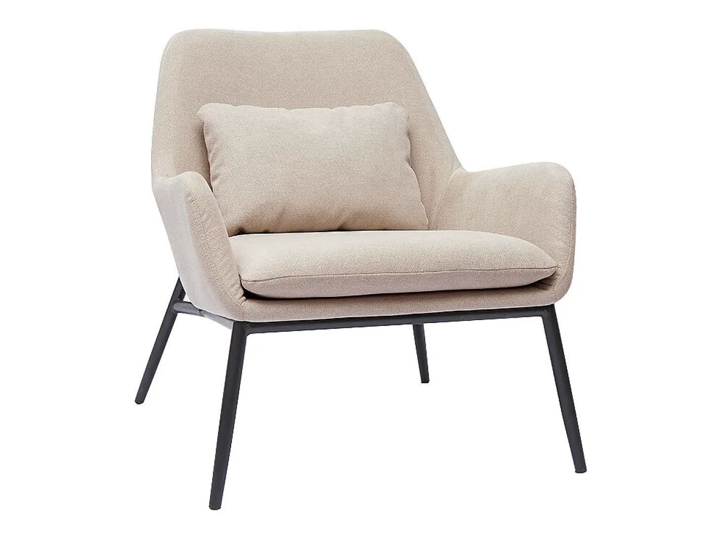 Sillón moderno de tejido efecto aterciopelado beige y metal negro MAXINE