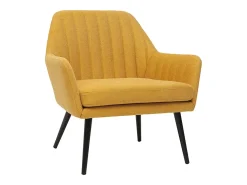 Sillón moderno de tela efecto aterciopelado texturizado amarillo mostaza y metal negro GASTON