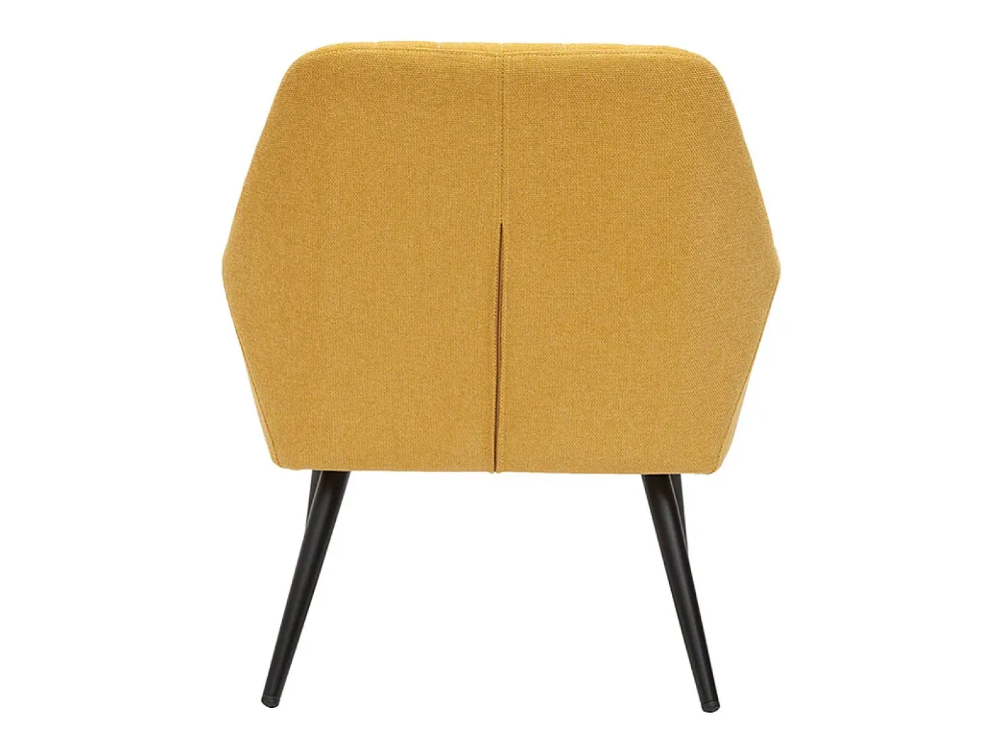 Sillón moderno de tela efecto aterciopelado texturizado amarillo mostaza y metal negro GASTON