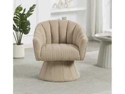 Sillón moderno giratorio 360° - 70 x 66 x 72 cm - con asiento y respaldo ergonómicos + reposabrazos - terciopelo - caqui