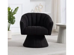 Sillón moderno giratorio 360° - 70 x 66 x 72 cm - con asiento y respaldo ergonómicos + reposabrazos - terciopelo - negro