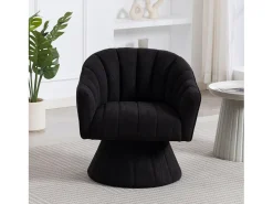 Sillón moderno giratorio 360° - 70 x 66 x 72 cm - con asiento y respaldo ergonómicos + reposabrazos - terciopelo - negro