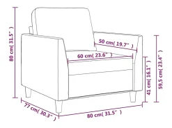 Sillón Negro 60 cm Piel Sintética