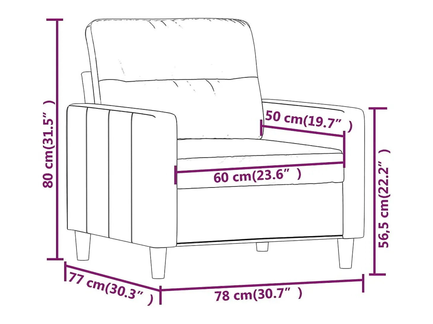 Sillón Negro 60 cm Tela