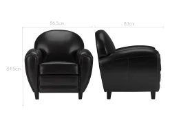 Sillón negro en cuero tostado sintético - Club