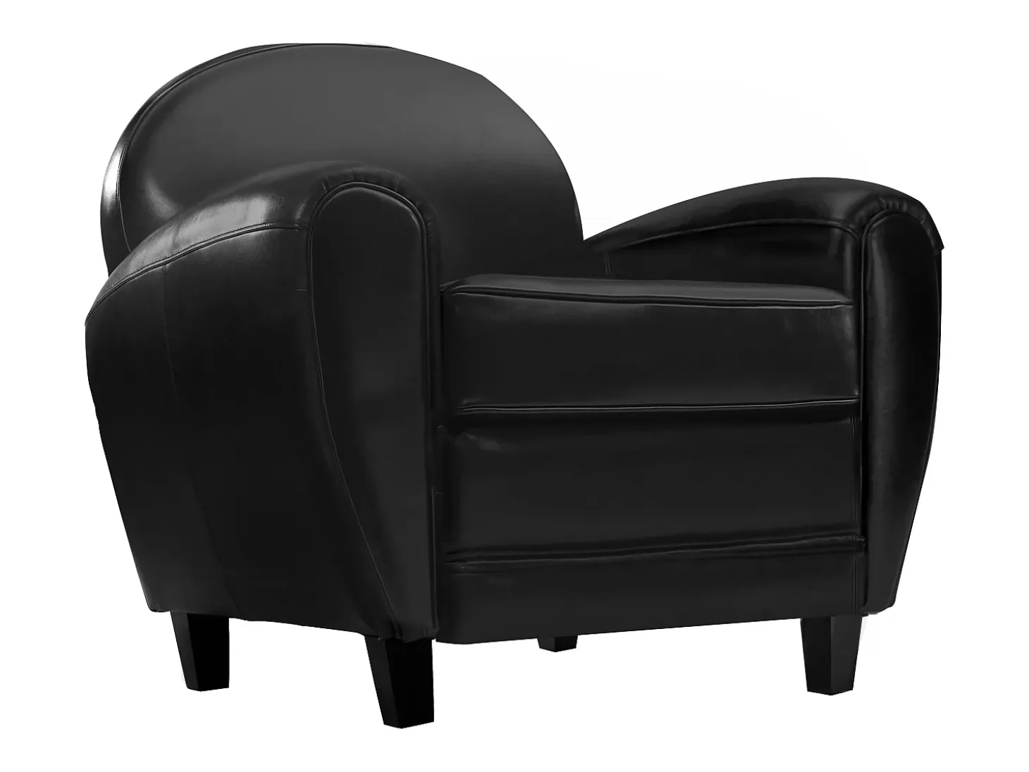 Sillón negro en cuero tostado sintético - Club
