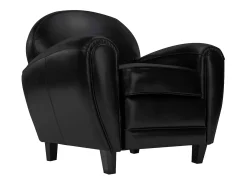 Sillón negro en cuero tostado sintético - Club