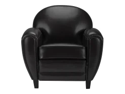 Sillón negro en cuero tostado sintético - Club