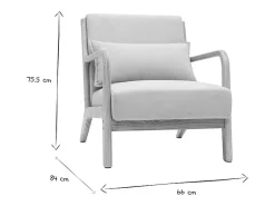 Sillón nórdico de borreguillo blanco y madera clara maciza DERRY