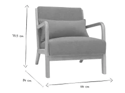 Sillón nórdico de tejido efecto aterciopelado amarillo mostaza y madera clara maciza DERRY