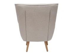 Sillón nórdico efecto terciopelo beige y madera AVERY