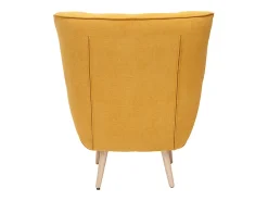 Sillón nórdico efecto terciopelo amarillo mostaza y madera AVERY