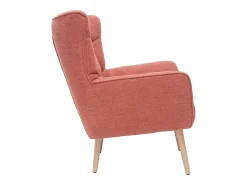 Sillón nórdico efecto terciopelo terracota y madera AVERY