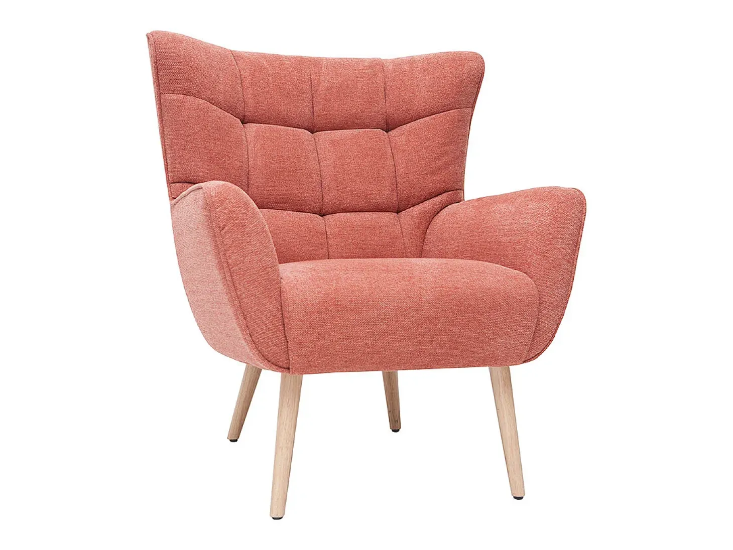Sillón nórdico efecto terciopelo terracota y madera AVERY
