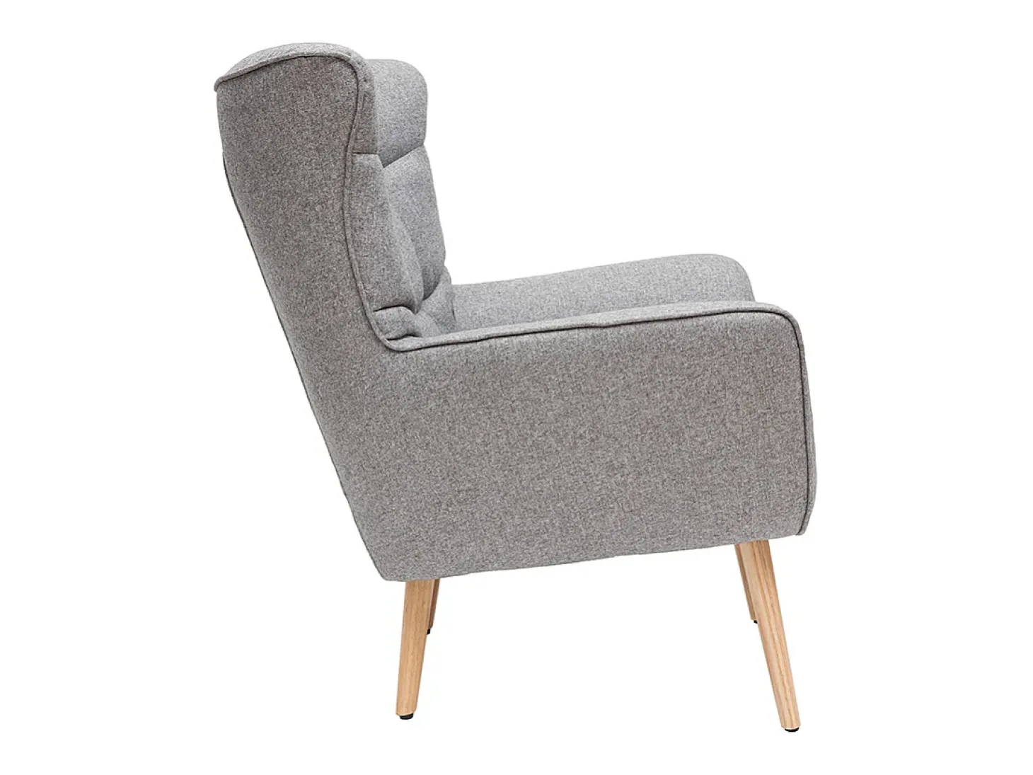 Sillón nórdico en tejido gris claro y madera AVERY