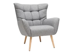 Sillón nórdico en tejido gris claro y madera AVERY