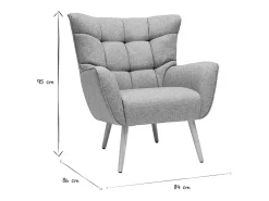 Sillón nórdico en tejido gris claro y madera AVERY