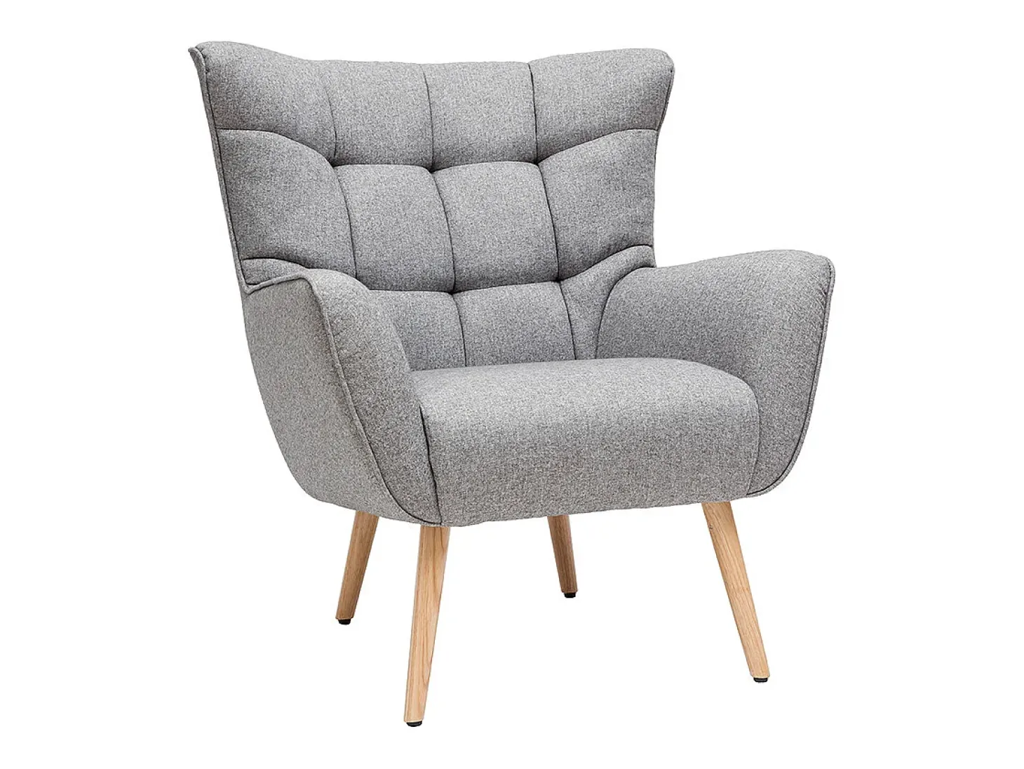 Sillón nórdico en tejido gris claro y madera AVERY