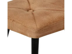 Sillón orejero con reposapiés cuero auténtico marrón canela
