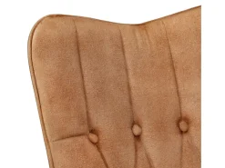 Sillón orejero con reposapiés cuero auténtico marrón canela