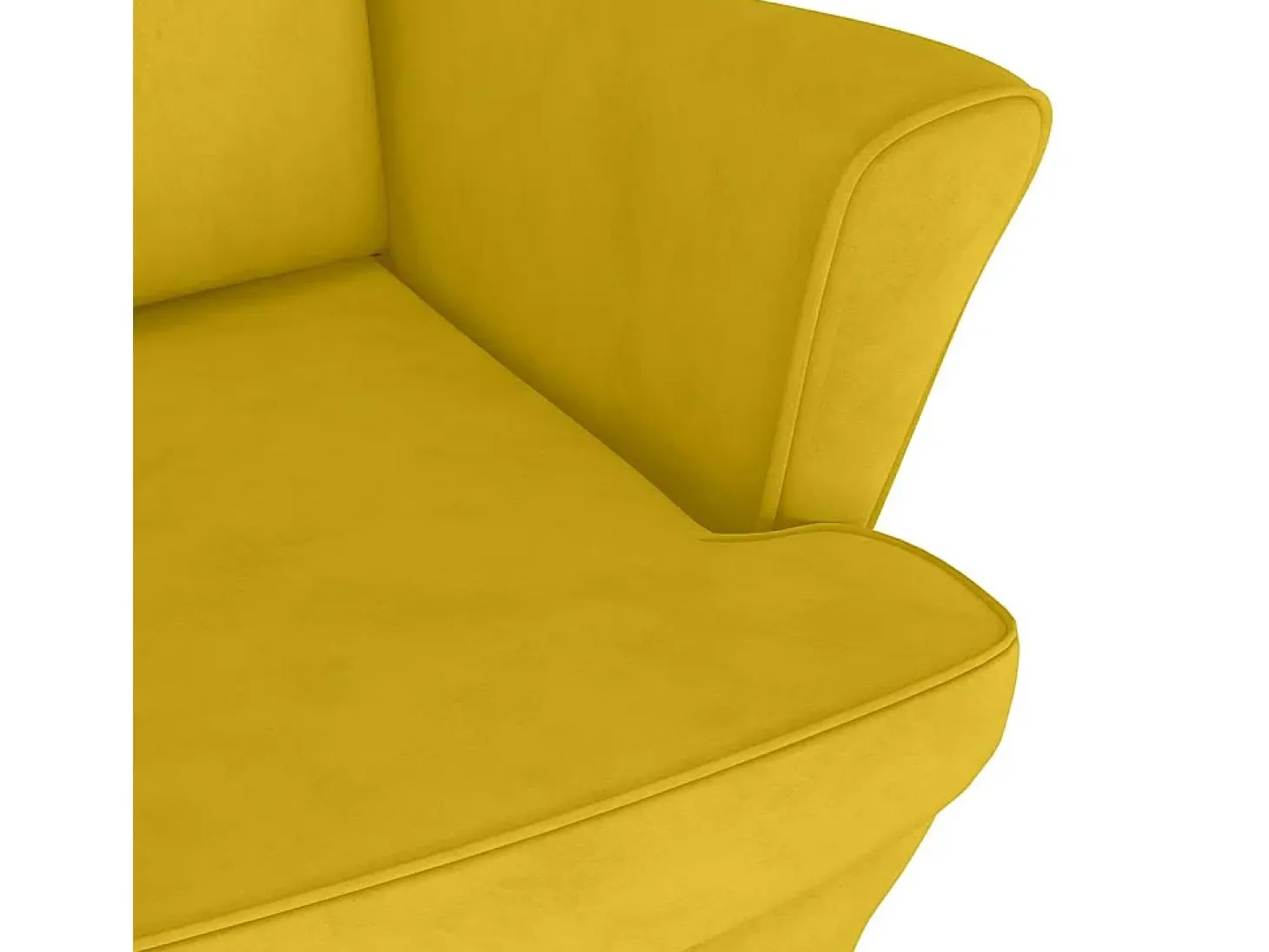 Sillón orejero con taburete terciopelo amarillo mostaza