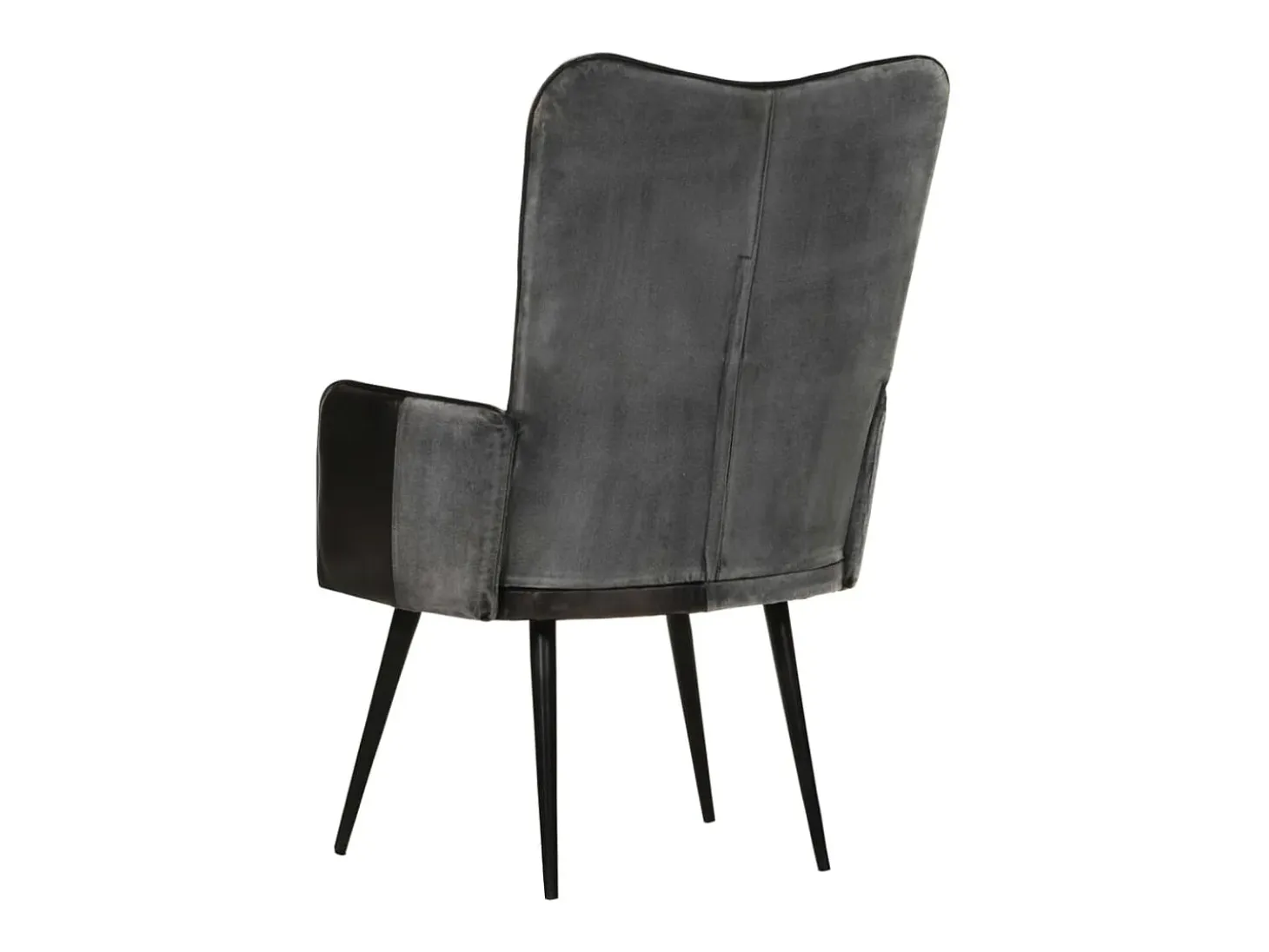 Sillón orejero cuero auténtico negro y gris