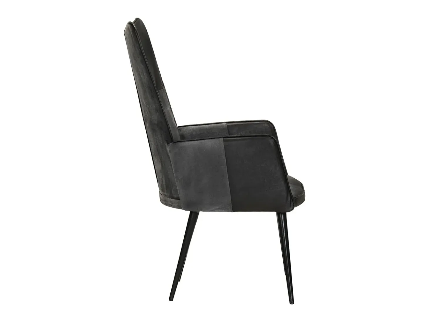 Sillón orejero cuero auténtico negro y gris