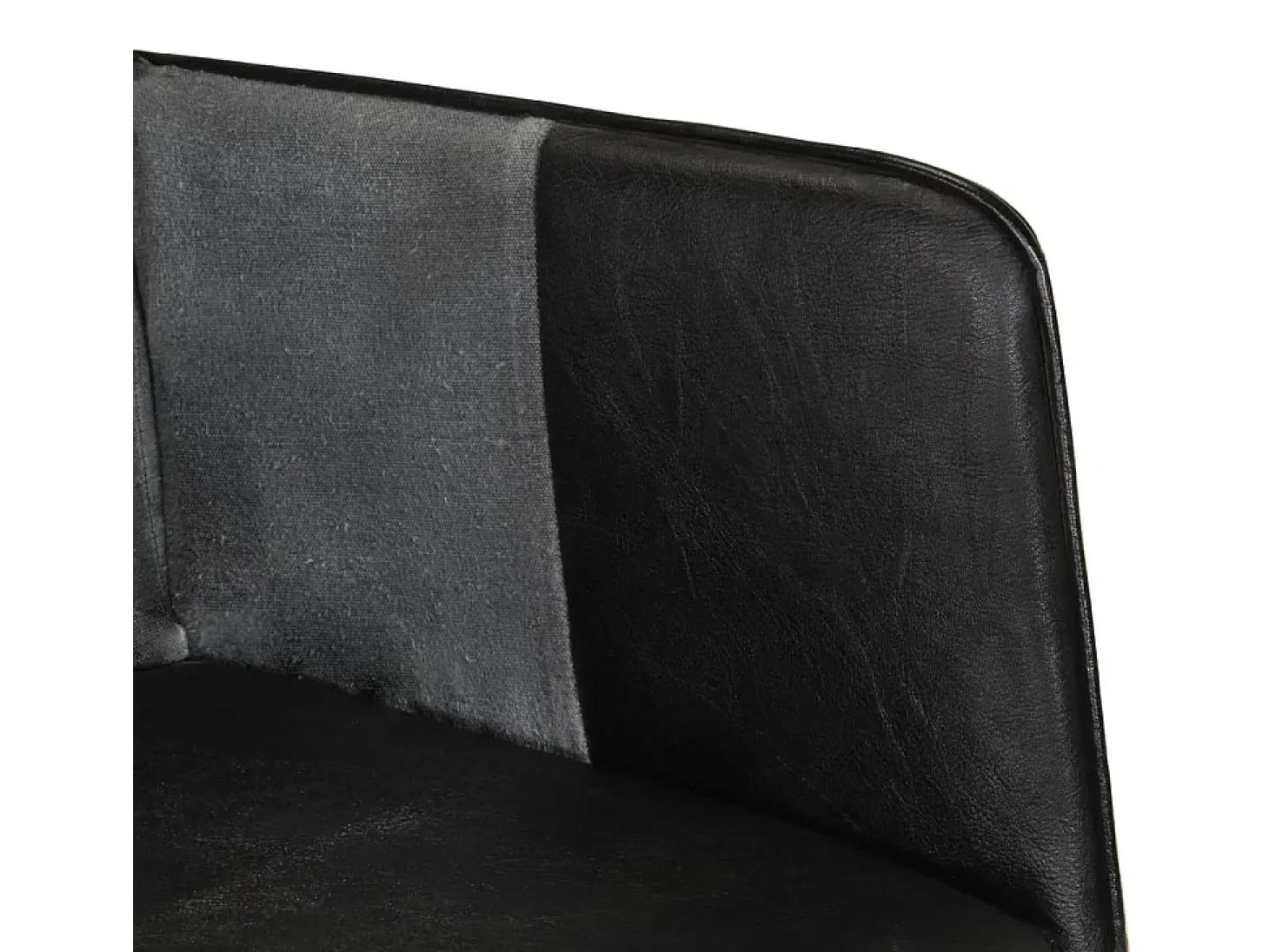 Sillón orejero cuero auténtico negro y gris