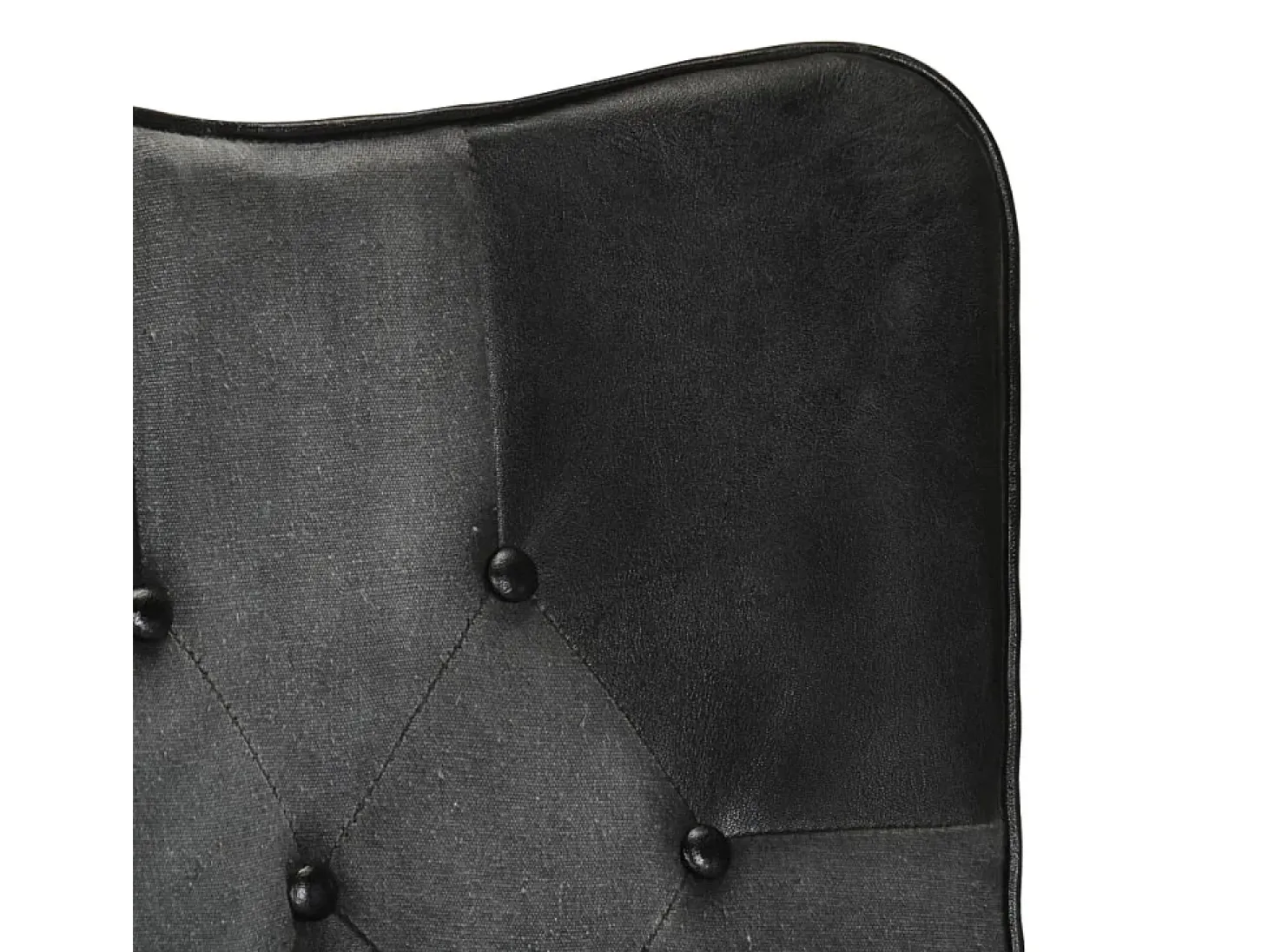Sillón orejero cuero auténtico negro y gris