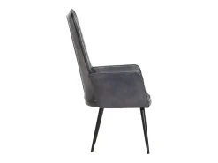 Sillón orejero de cuero auténtico gris canela