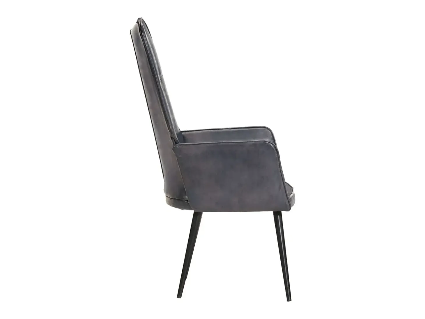 Sillón orejero de cuero auténtico gris canela