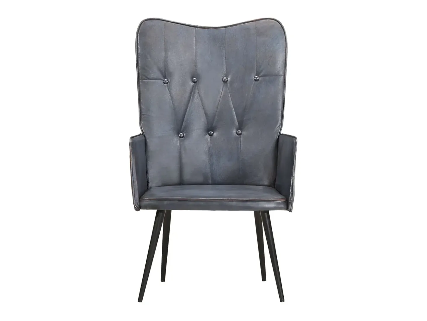 Sillón orejero de cuero auténtico gris canela