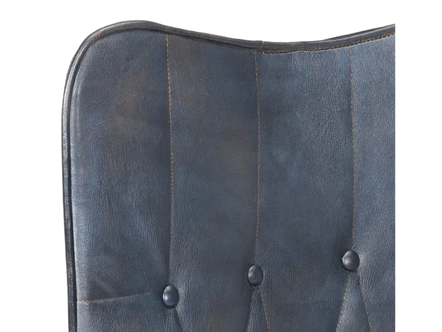 Sillón orejero de cuero auténtico gris canela