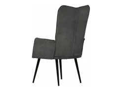 Sillón orejero de cuero auténtico negro canela