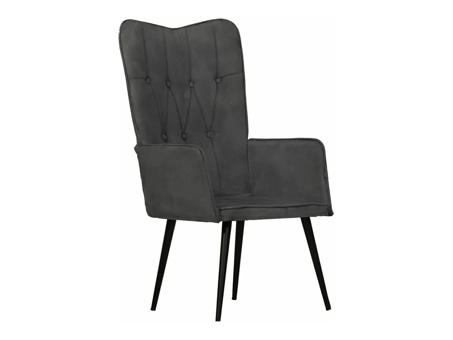 Sillón orejero de cuero auténtico negro canela