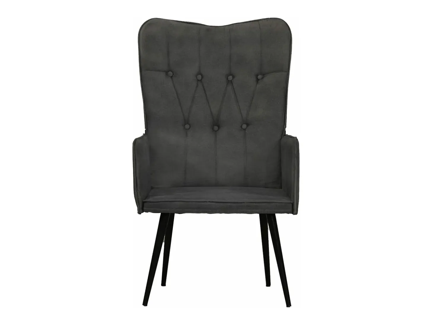 Sillón orejero de cuero auténtico negro canela
