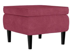 Sillón orejero y taburete de terciopelo rojo tinto