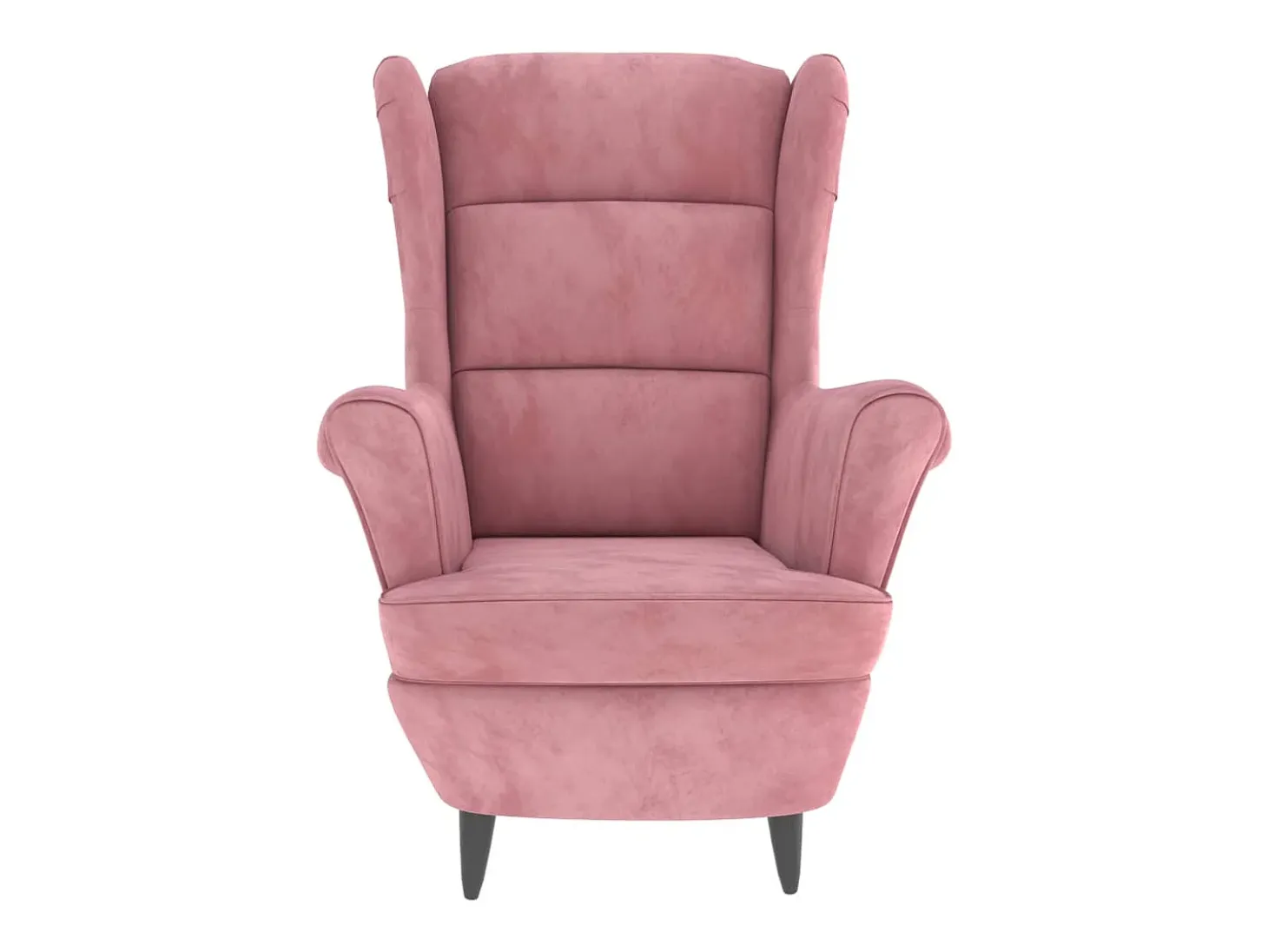 Sillón orejero y taburete de terciopelo rosa
