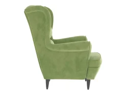 Sillón orejero y taburete de terciopelo verde claro