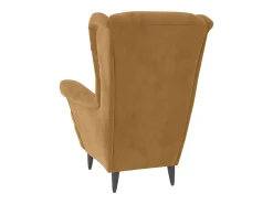Sillón orejero y taburete de terciopelo marrón
