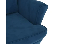 Sillón orejero y taburete de terciopelo azul