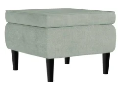 Sillón orejero y taburete de terciopelo gris claro