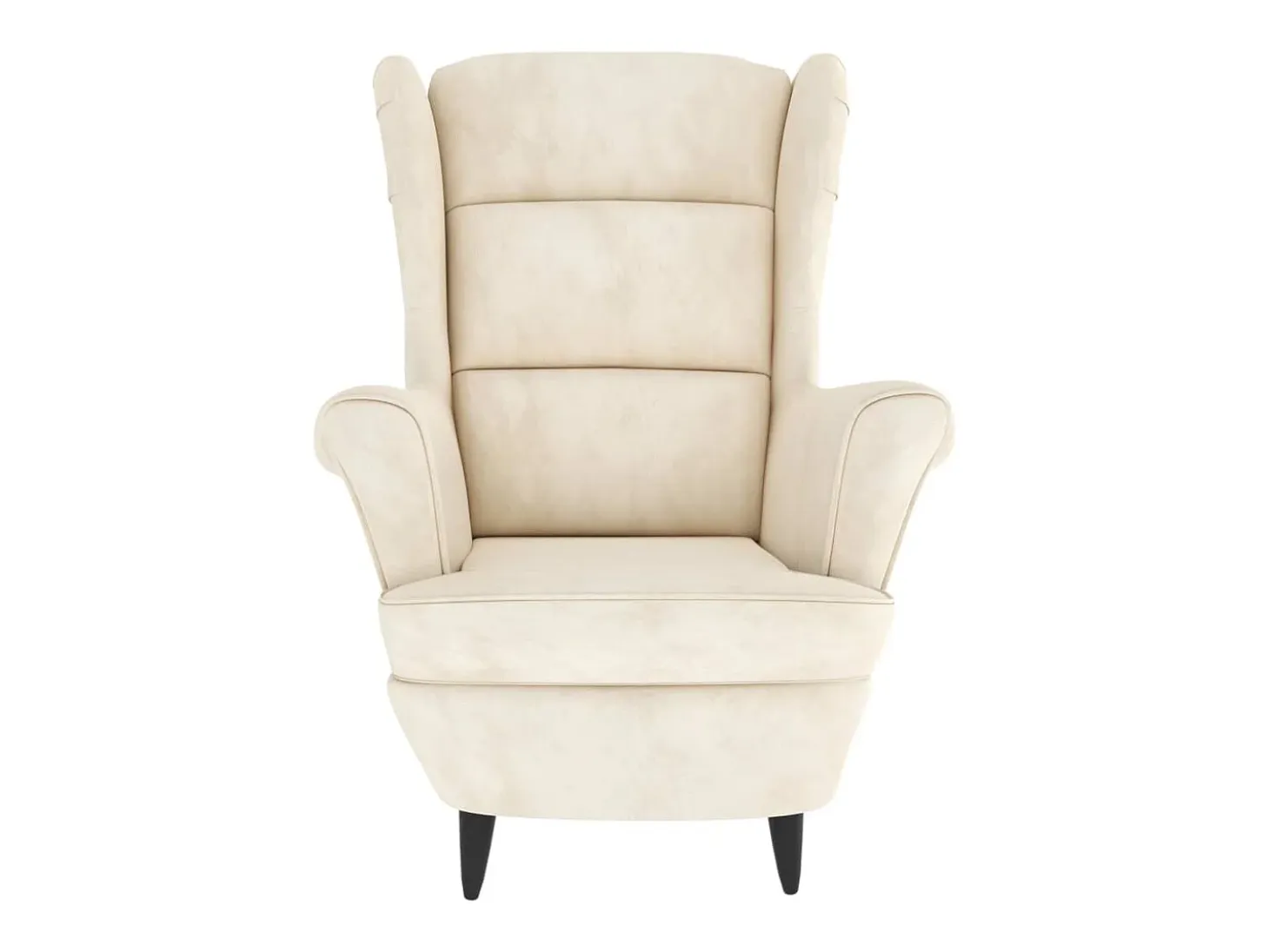 Sillón orejero y taburete de terciopelo crema