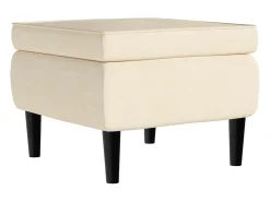 Sillón orejero y taburete de terciopelo crema