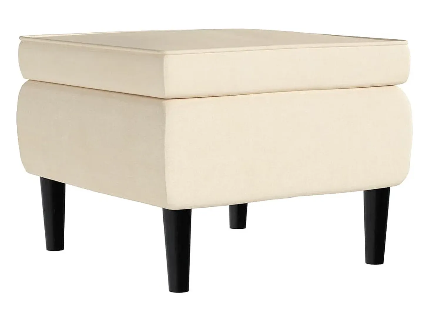 Sillón orejero y taburete de terciopelo crema