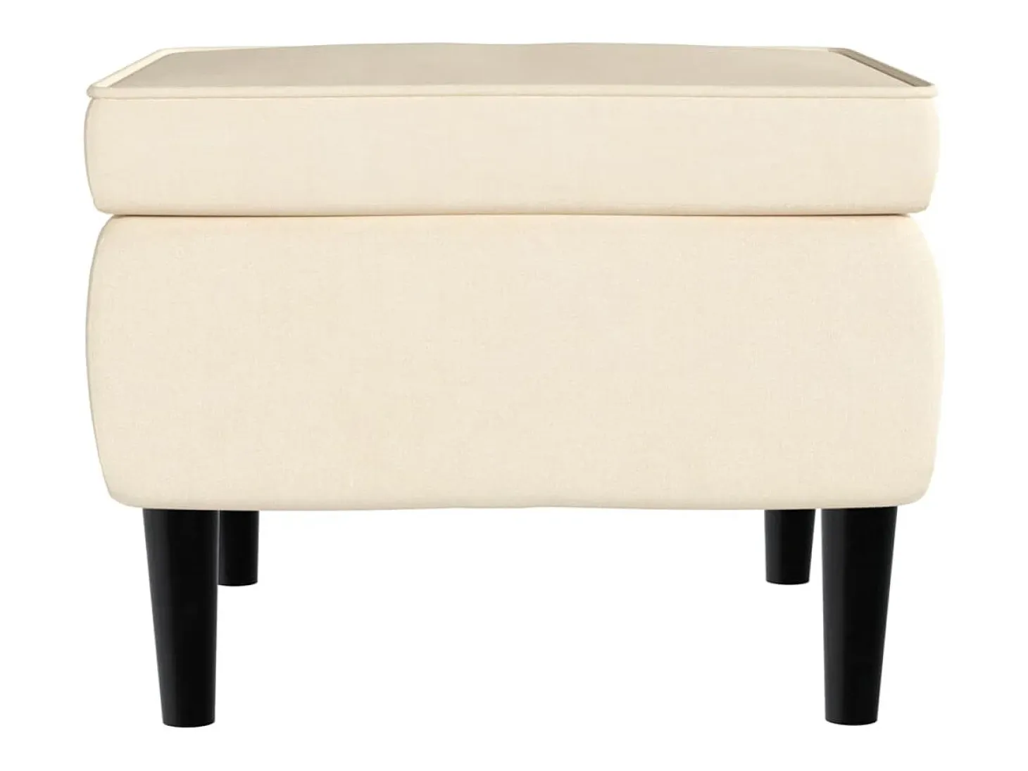 Sillón orejero y taburete de terciopelo crema