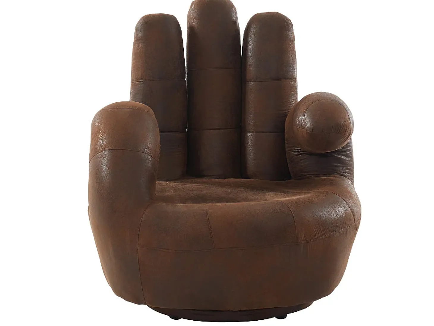 Sillón pivotante con forma de mano de microfibra envejecida CATCHY