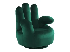 Sillón pivotante con forma de mano CATCHY terciopelo verde